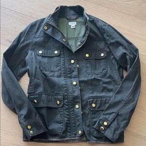 J. Crew Hunter Green Jacket with Gold Accents